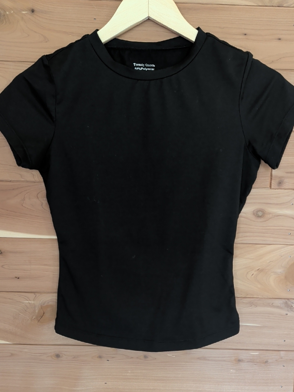 Trendy Queen Black Crewneck Tee, Size XXS, Soft